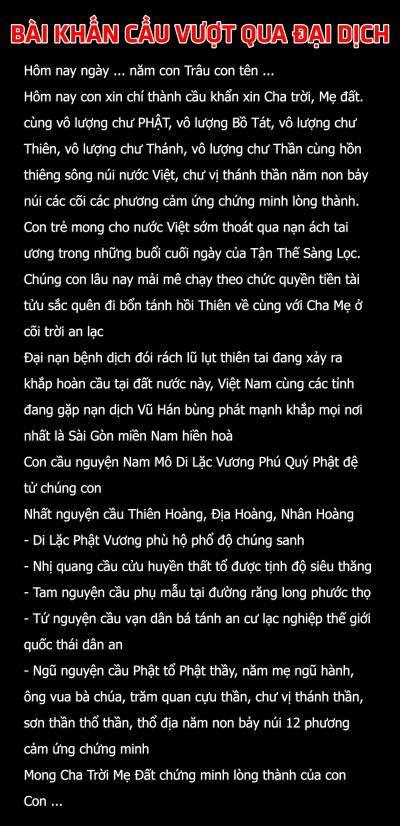 Bài khấn cầu vượt qua đại dịch covid sư phụ Thiên Tuấn Kiệt chỉ 3